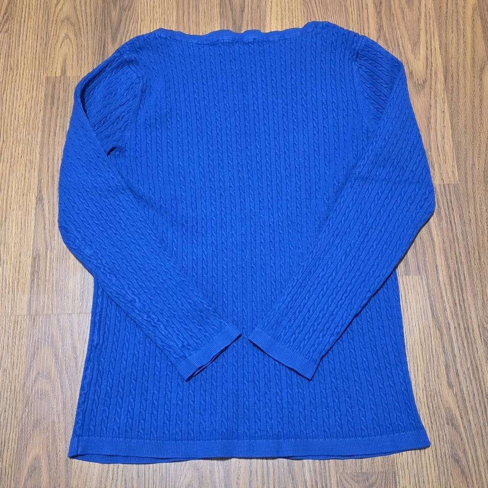 Tommy Hilfiger Youth Girls Blue Cable Knit Boatneck Sweater Large E28 - Picture 5 of 6